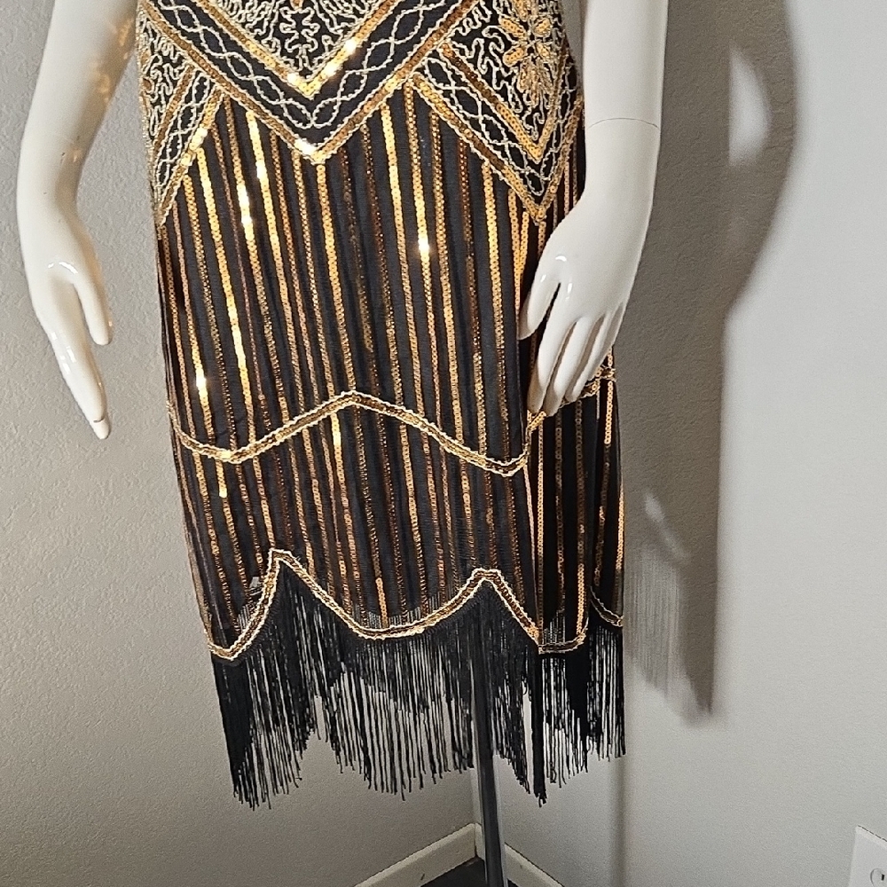 Black and Gold Beaded Dress - Picture 7 of 8